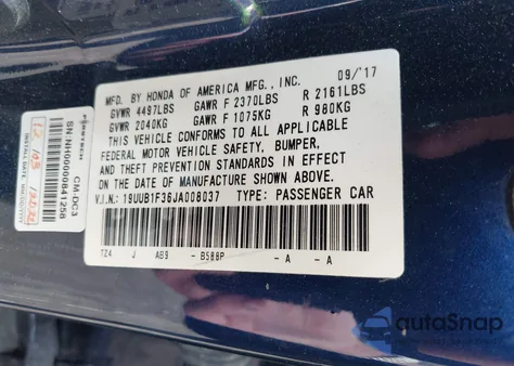 2018 Acura Tlx из США, поврежденный, VIN 19UUB1F36JA008037